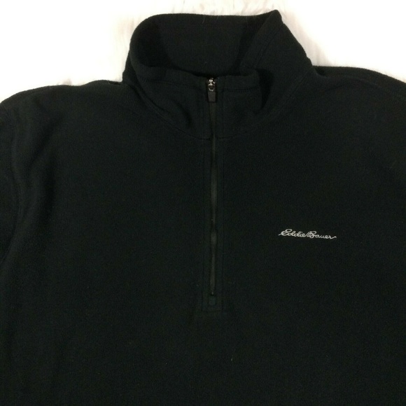 Eddie Bauer Black Pullover Fleece Sweater Jacket - Picture 2 of 8